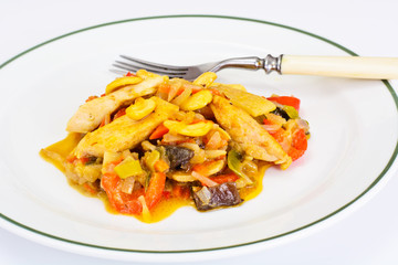 Vegetables in the Asian in Coconut Milk, Grilled Chicken, Soy Sa