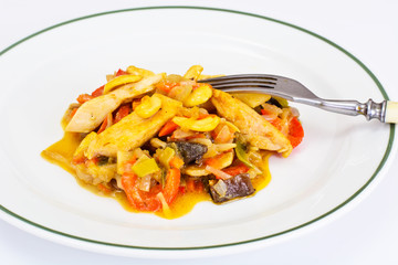 Vegetables in the Asian in Coconut Milk, Grilled Chicken, Soy Sa