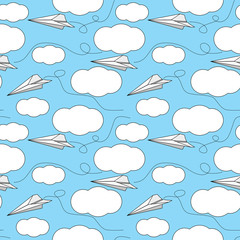 Seamless paper airplane pattern