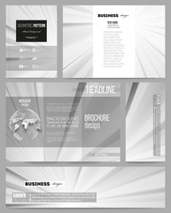 Set of business templates for presentation, brochure, flyer or booklet. Abstract lines background, simple abstract monochrome texture