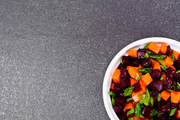Salad of Cooked Beets and Carrots with Green Leek
