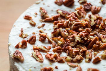 Homemade Paleo Gluten-Free Carrot Cake, Close-up, Top View