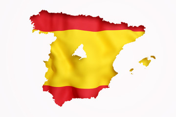 Fototapeta premium Map of Spain and Madrid on bright red and yellow background
