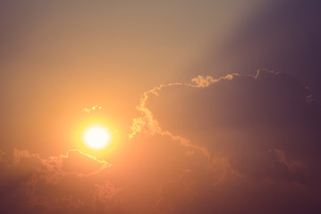 beautiful sunset light rays clouds background