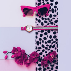 Fashion accessories watches and sunglasses. Glamorous Lady summe