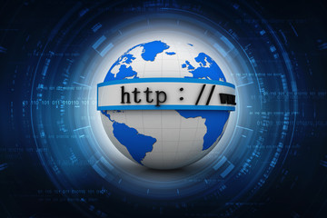 3d illustration Network community concept . globe with http sign
