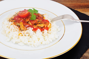 Rice with Canned Fish in Tomato Sauce