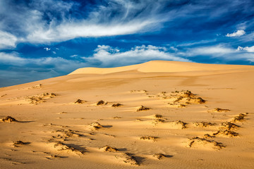 Desert sand dunes on sunrise