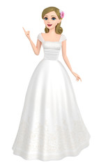 3D illustration character - Pretty bride in a wedding dress.