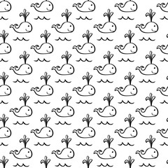 Seamless whales pattern