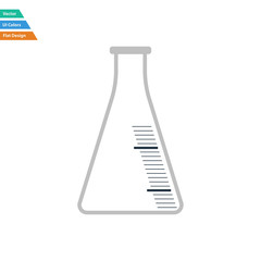 Flat design icon of chemistry cone flask