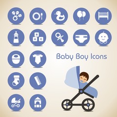 Conjunto de iconos de bebé. Objetos para bebé