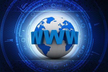 3d illustration Network community concept . globe with www sign