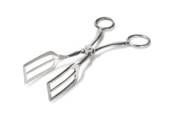 Steel serving tongs