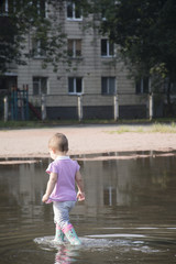 In the summer there is a pool for the little girl.