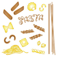 Nudeln, Pasta Vektor Set. Koch, kochen.