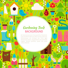 Fototapeta na wymiar Flat Gardening Tools Vector Pattern Background