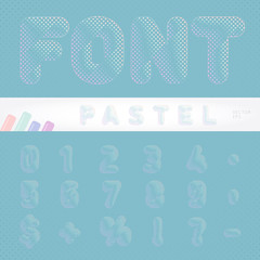 Pastel numbers. Gentle and attractive design for all backgrounds with iridescent color of dots on the letters. Best to use for printed cards, labels, shop. Vector illustration.