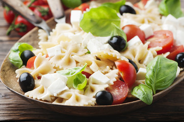 Italian Salad with cold pasta and mozzarella