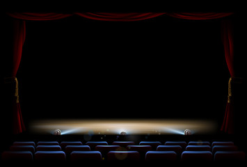 Theatre Stage and Curtains - obrazy, fototapety, plakaty