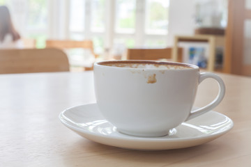 Latte Coffee art on the wooden table