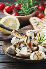 grilled mushroom with lemon and rosemary