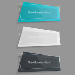 Banners template. Set of three realistic abstract transparent banners. Vector illustration, eps 10