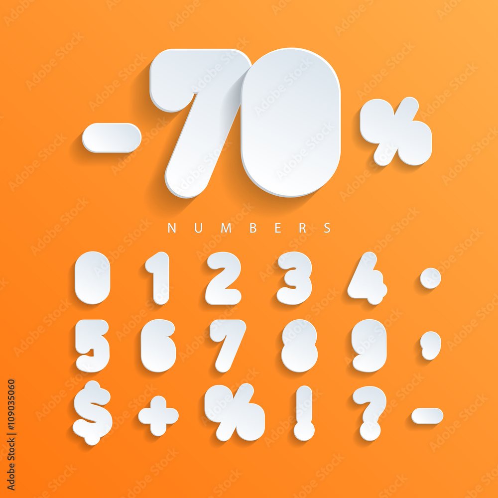 Leinwandbilder orange flat font without angles with a falling shadow on the left side. easy and simple approach to 