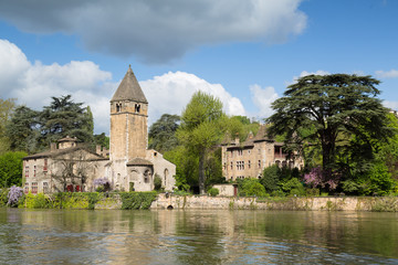 Spring in the 9th arrondissement of Lyon:  the green island Ile Barbe in the Saone.