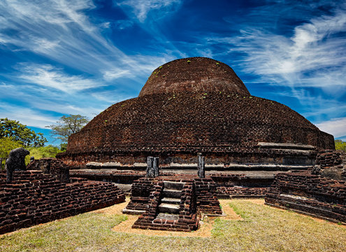Ancient Buddhist dagoba stupe Pabula Vihara.  Sri Lanka