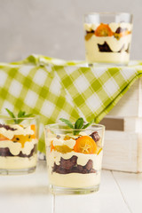 Summer tropical dessert in glass