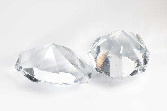 two glass crystal on white background