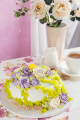 Colorful butter cream flowers cake