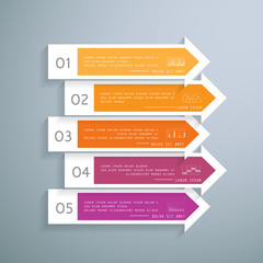 Arrows infographic in 5 steps or processes