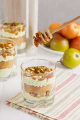 pear dessert in glass