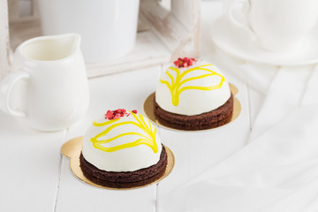 White glazed mousse cake