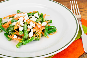 Salad of Green Beans, Carrots, Yogurt and Cottage Cheese