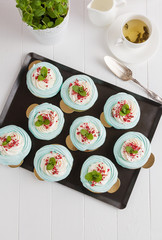 Blue pavlova desserts