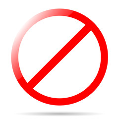 Blank ban. Sign ban. Red circle with shadow ban