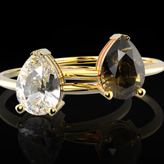 Wedding rings with diamonds. 3D rendering