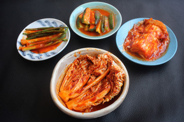 Mix of kimchi korean food isolated
