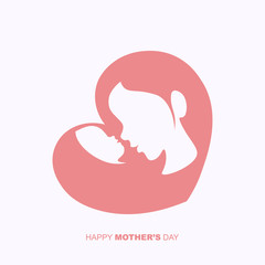 Mother and a baby in heart shaped silhouette