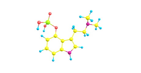 3D illustration of Sulfur hexafluoride molecular structure isolated on grey