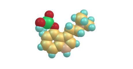 3D illustration of Sulfur hexafluoride molecular structure isolated on grey