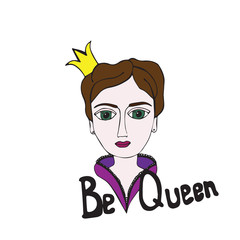 Multicolor queen on the white background