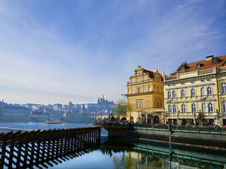 Naklejka premium Prague, Bohemia, Czech Republic. Charles Bridge on Vltava