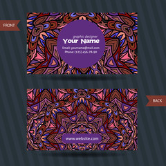 Vector  templates set of business card with doodles colorful ornament