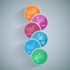 Infographics with 6 parts, steps or processes
