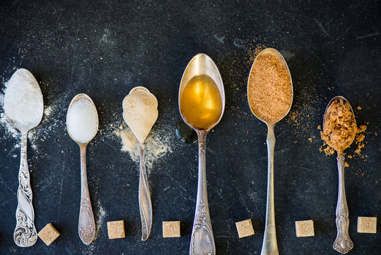 Different Kinds Of Sugar In The Spoons