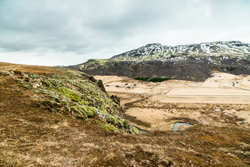 Iceland nature with plains and mountains